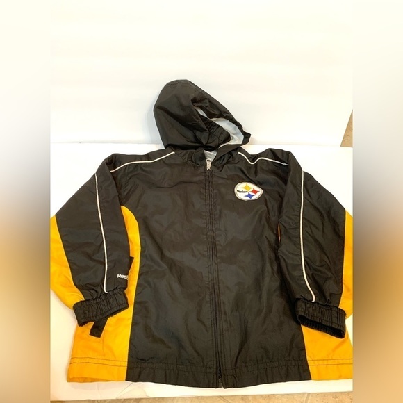 Boys Sz 5/6 Reebok Pittsburgh Steelers Zip-up Windbreaker Jacket Coat - Picture 1 of 7